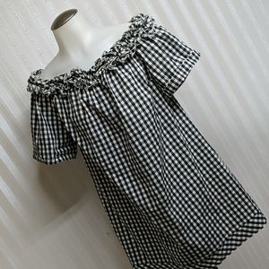 Vineyard Vines Gingham Off-Shoulder Ruffle Dress/blouse